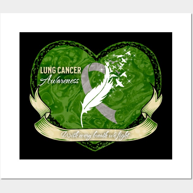 Lung Cancer Awareness Emerald Heart Edition Wall Art by mythikcreationz
